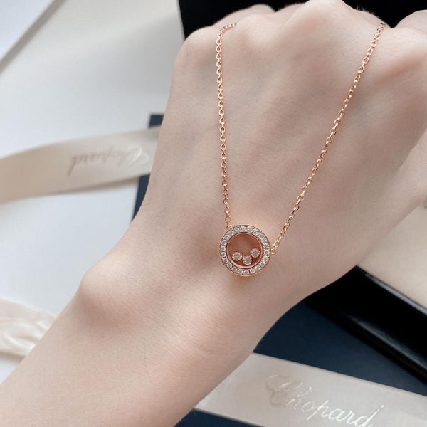 Best replica 18k rose gold chopard happy diamonds pendants